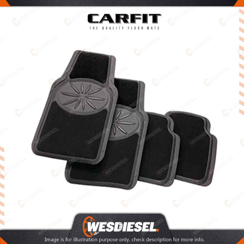 Carfit Monarch Black 4 Pcs Set Carpet Rubber Mats FR 70cm x 52cm/RR 43cm x 47cm