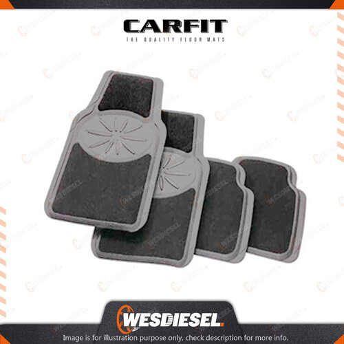 Carfit 4 Piece Set Monarch Grey Carpet Rubber Mats FR 70cm x 52cm/RR 43cm x 47cm