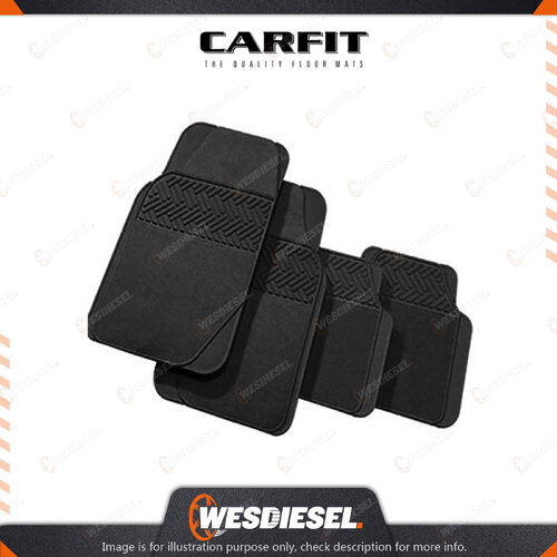 Carfit 4 Piece Set Luxus Black Carpet Rubber Mats FR 68cm x 45cm/RR 41cm x 44cm