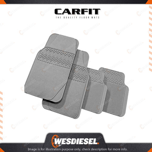 Carfit 4 Piece Set Luxus Grey Carpet Rubber Mats FR 68cm x 45cm / RR 41cm x 44cm