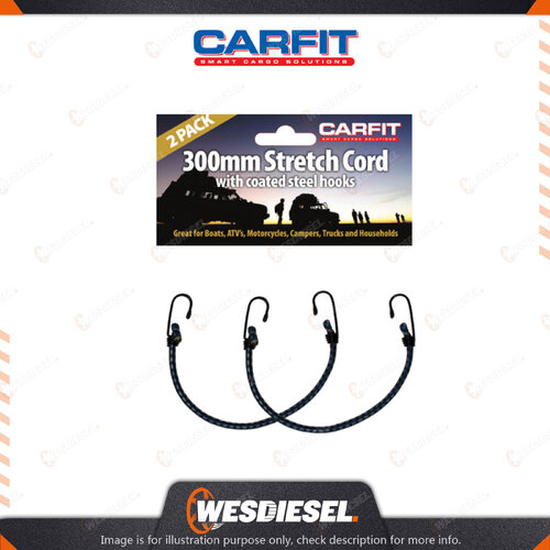 Carfit 300MM Heavy Duty Stretch Cord With Coated Steel Hooks Set Of 2