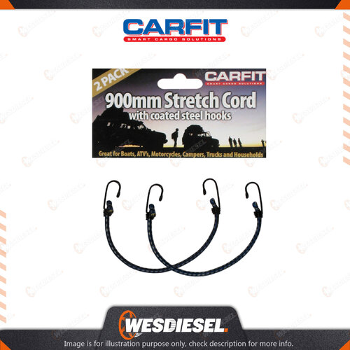 Carfit 900MM Heavy Duty Stretch Cord With Coated Steel Hooks Set Of 2