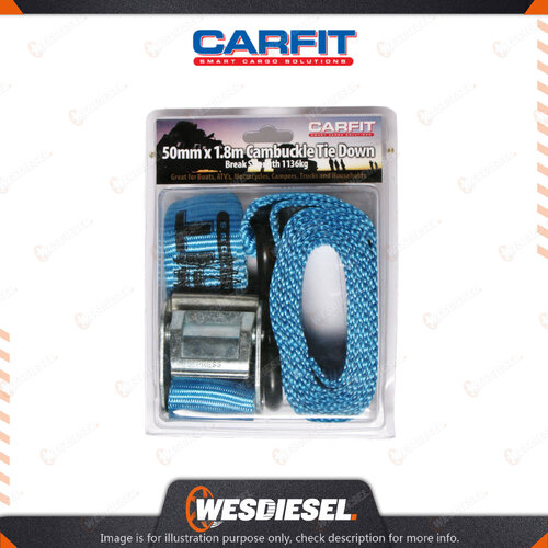 Carfit 50MM X 1.8M Heavy Duty Cambuckle Tie Down Strap Single Premium Quality