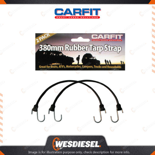 Carfit 380MM Heavy Duty Rubber Tarp Strap with Steel Hooks Set Of 2