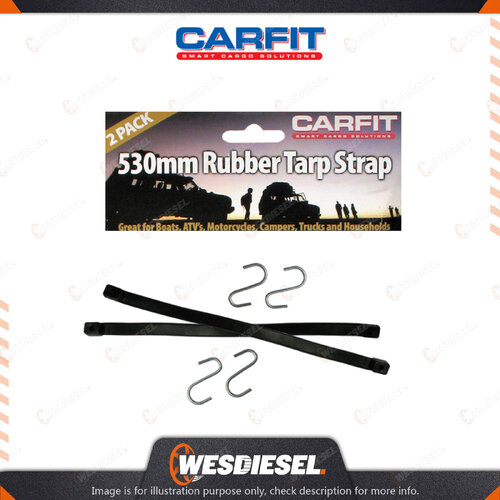 Carfit 530MM Heavy Duty Rubber Tarp Strap with Steel Hooks Set Of 2