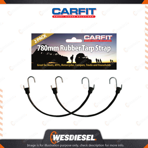 Carfit 780MM Heavy Duty Rubber Tarp Strap with Steel Hooks Set Of 2