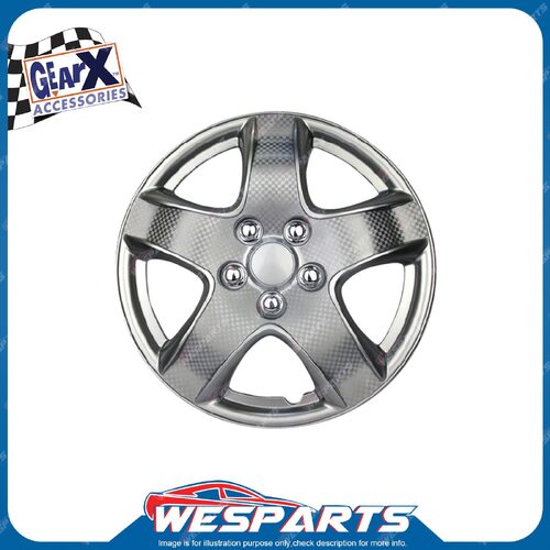 4 pieces of GearX Wheel Covers 14" Grayia Silver and Carbon Automative Parts