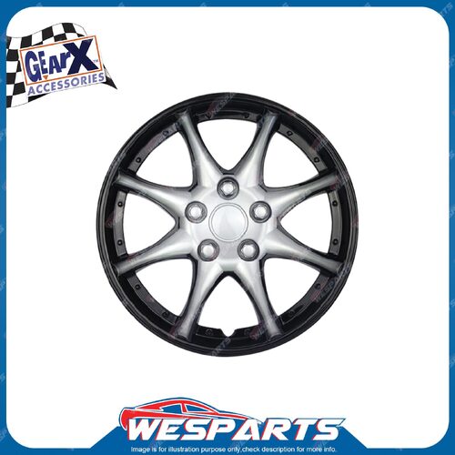 4 pcs of GearX Wheel Covers 14" Notechis Ice Black and Silver Automative Parts