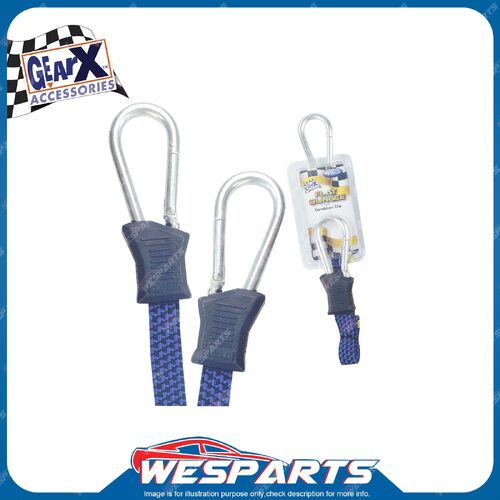 1 x GearX Blue Flat Bungee Strap With Carabiners Length 45cm Automative Parts