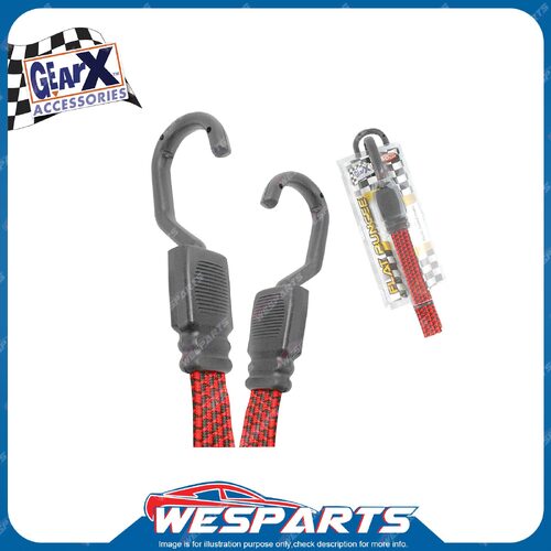 1 x GearX Red Flat Bungee Strap With Hooks Length 60mm Automative Parts