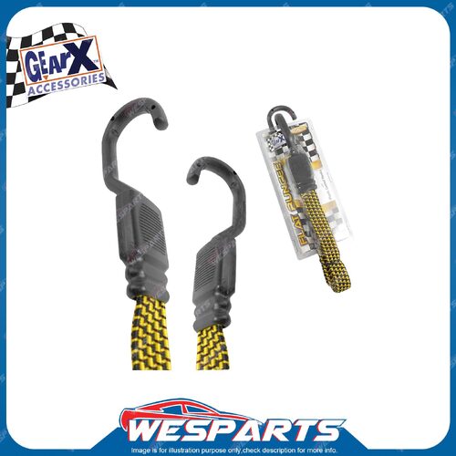 1 x GearX Yellow Flat Bungee Strap With Hooks Length 105mm Automative Parts