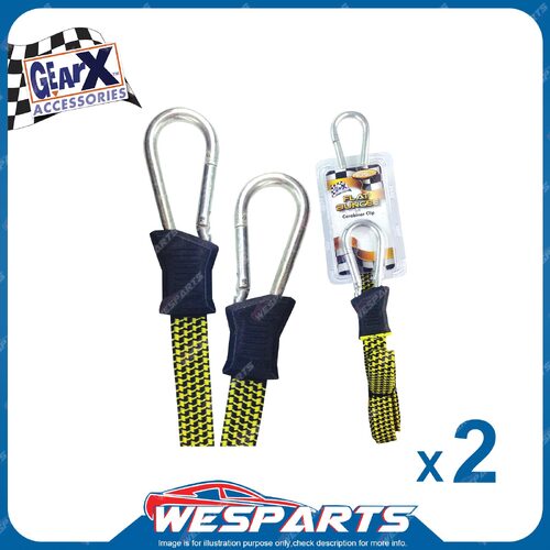 2 x GearX Yellow Flat Bungee Straps w/Carabiners - Length 105cm Automative Parts