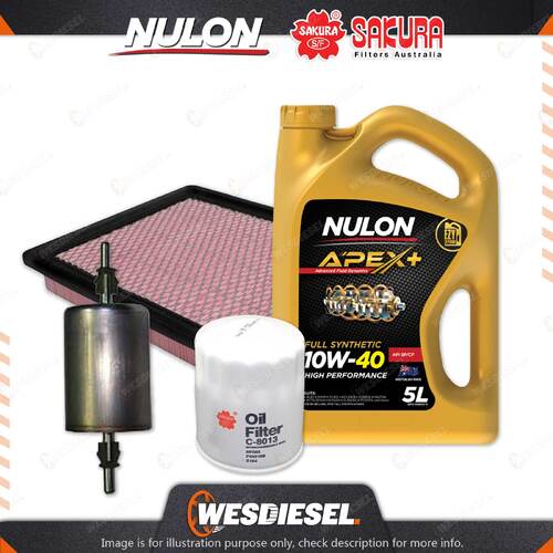 Oil Air Fuel Filter + 5L APX10W40 Oil Service Kit for Holden Calais VTII V6 3.8L